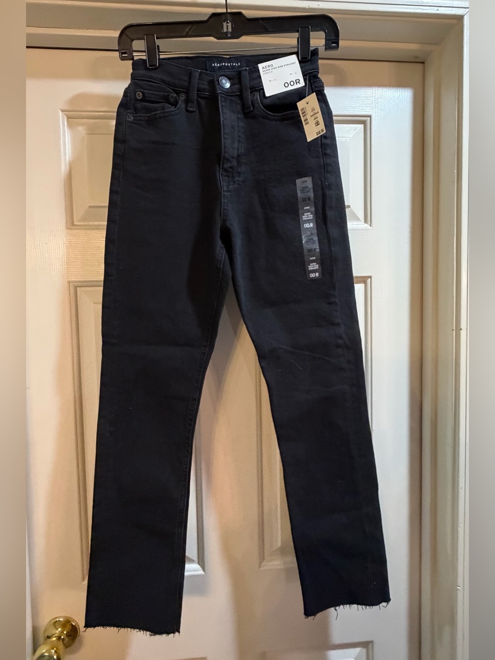 Aeropostale Black SUPER High Rise Straight Jeans Size 00R #NWT